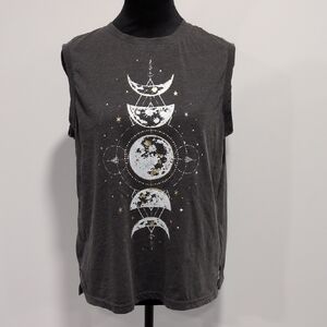 Maurices Gray Sleeveless Top with Moon Phases Design